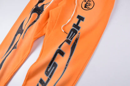 Pantalon de survêtement Hellstar Flame Flare Orange 2024 Nouveau